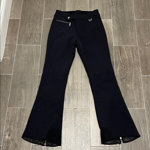 Ski Pants Black with Grey Pinstripe Pants and Zipper Detail
